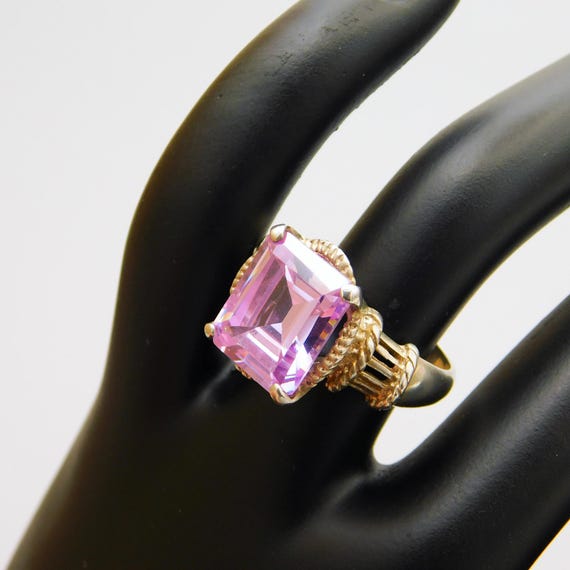Tall Sterling Statement Ring, Purple Stone Ring - image 2