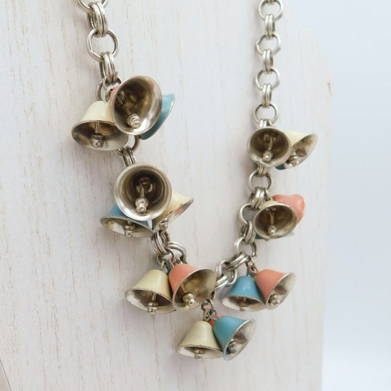 Vintage Monet Bell Necklace, Enamel Bell Necklace… - image 4