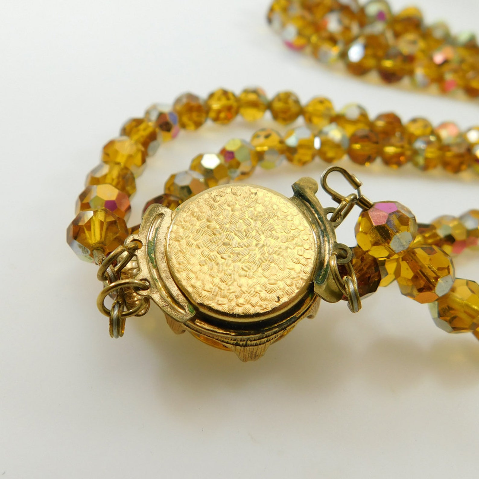 Long Double Strand Crystal Necklace Vintage Jewelry Etsy