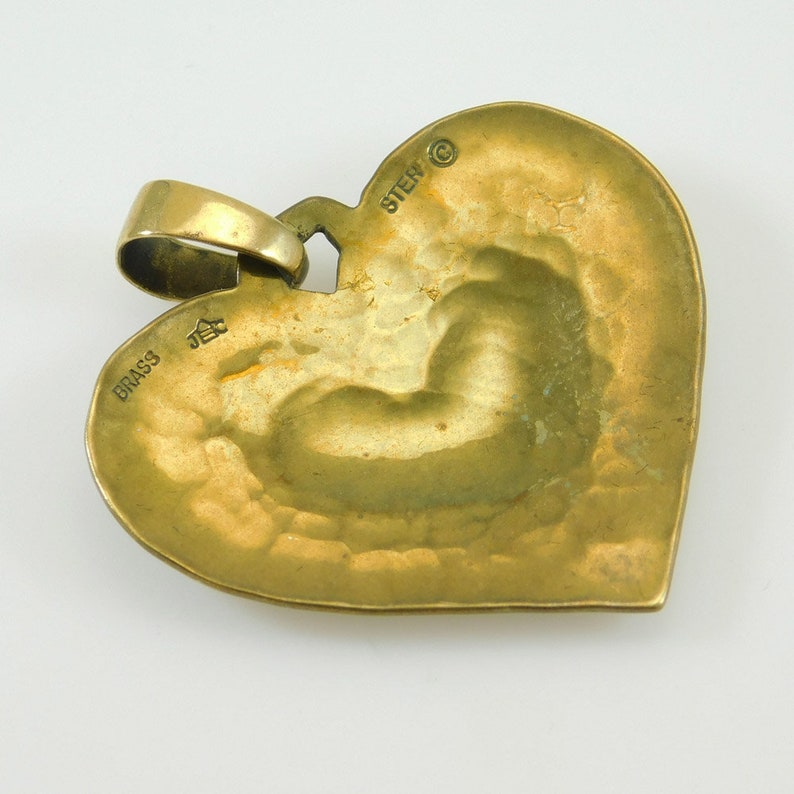 Large Brass Sterling Heart Pendant Jeep Collins Jewelry Etsy