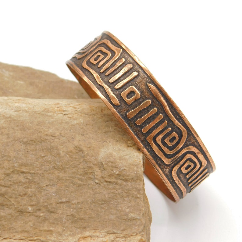 Abstract Copper Cuff Bracelet Vintage Copper Jewelry