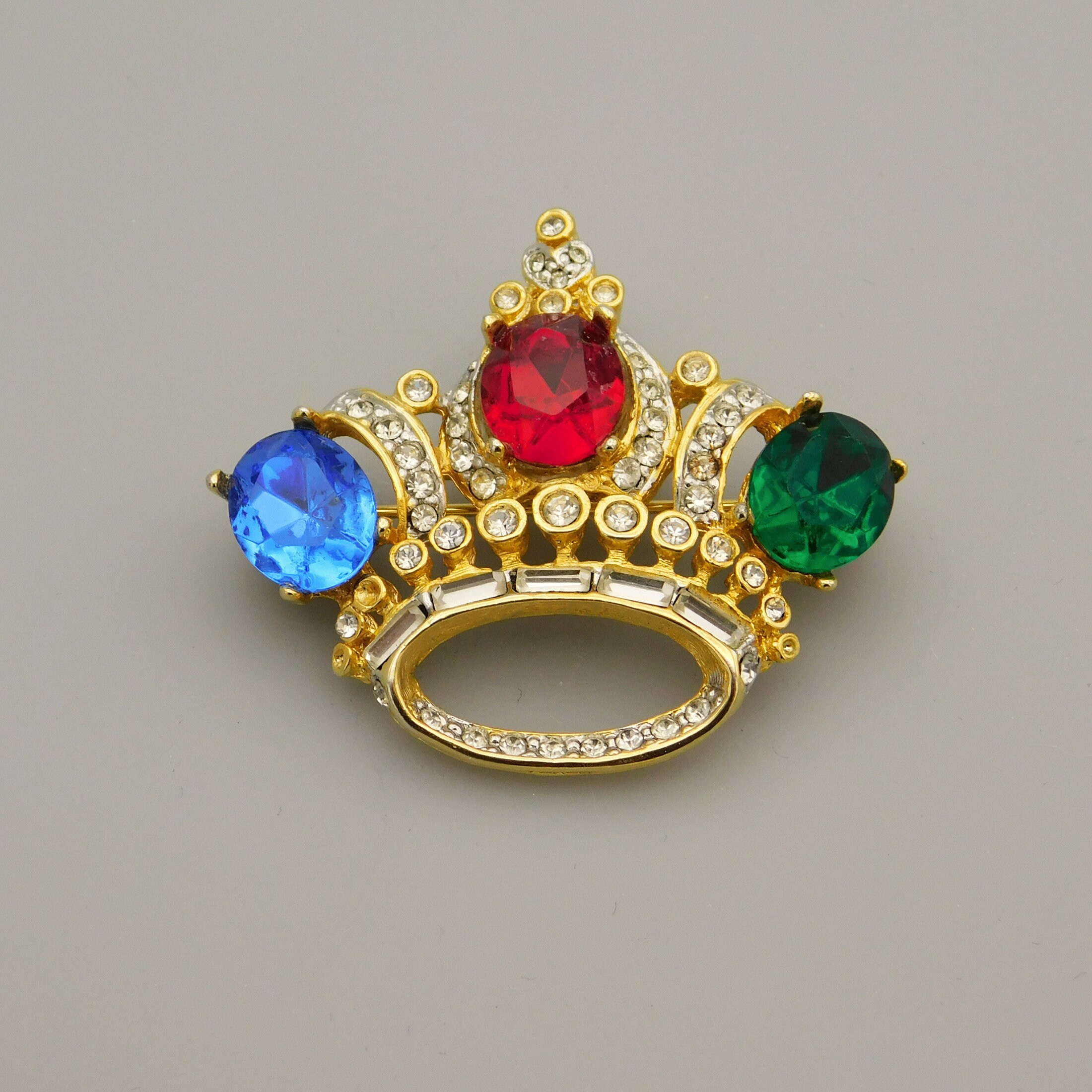 Rhinestone Crown Brooch, Big Vintage Crown Brooch - Etsy Canada