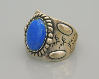 Carolyn Pollack Relios, Wide Sterling Band Ring, Southwestern Sterling Ring, Relios Sterling Band, Blue Gemstone Ring