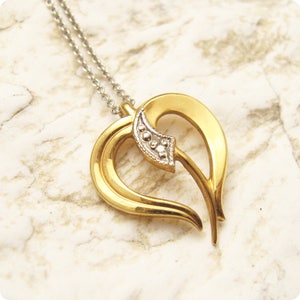 Small Gold Filled Heart Pendant, Sterling Silver Chain, Vintage Heart Jewelry