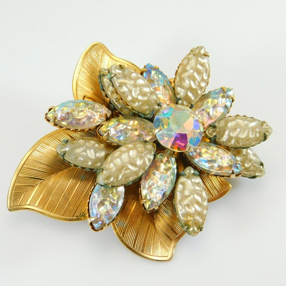 Vintage Flower Brooch, Celebrity Jewelry, Large F… - image 2