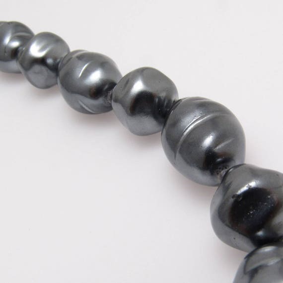 Chunky Gray Pearl Necklace Vintage Eighties Jewel… - image 2