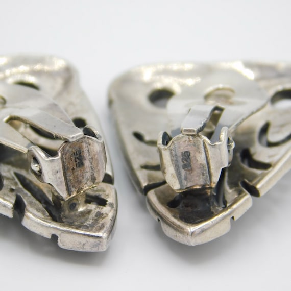 Sterling Deco Marcasite Earrings, Art Deco Earrin… - image 6
