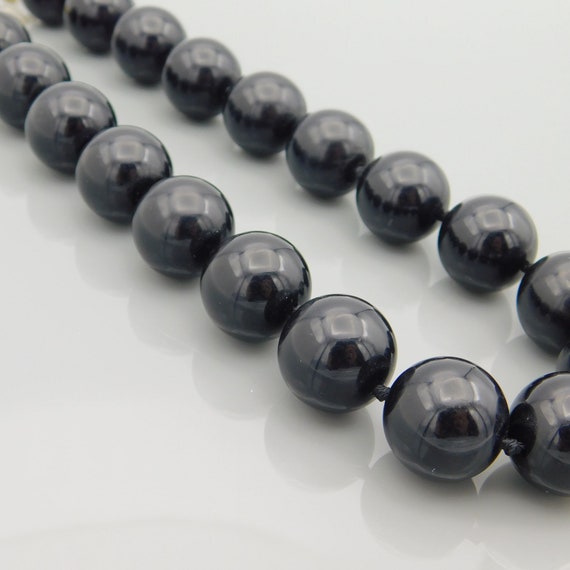 Vintage Monet Necklace, Chubby Black Beads,  Vint… - image 2