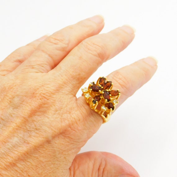 Abstract Rhinestone Cluster Ring, Brown Marquis R… - image 5