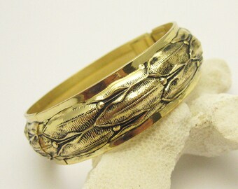 Hinged Leaf Bangle, Vintage Bangle Bracelet, Vintage Whiting Davis Jewelry