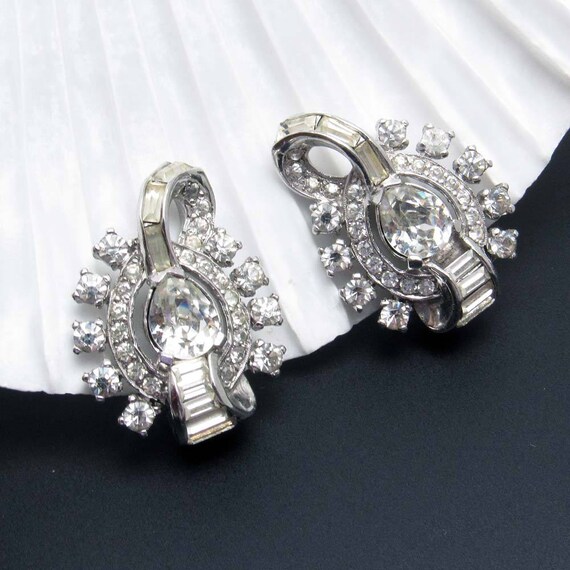 Rhinestone Earrings Vintage Jewelry Deco Style - image 8