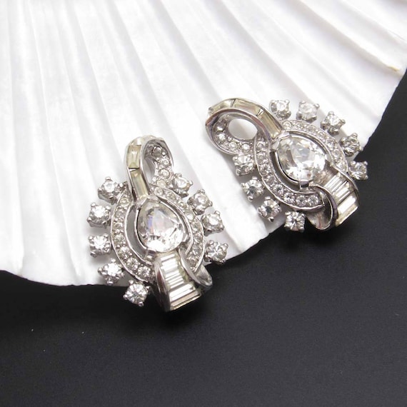 Rhinestone Earrings Vintage Jewelry Deco Style - image 10