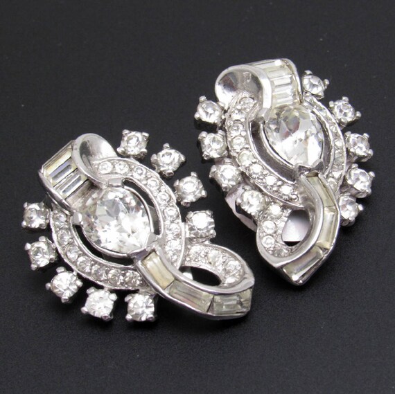 Rhinestone Earrings Vintage Jewelry Deco Style - image 7