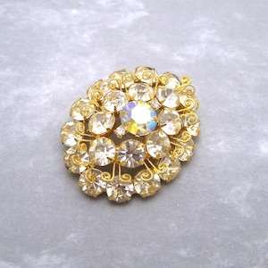 Bold Vintage Domed Rhinestone Brooch