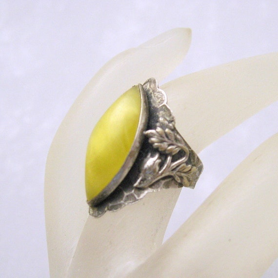 Antique Arts and Crafts Sterling Ring, Unique Ste… - image 1