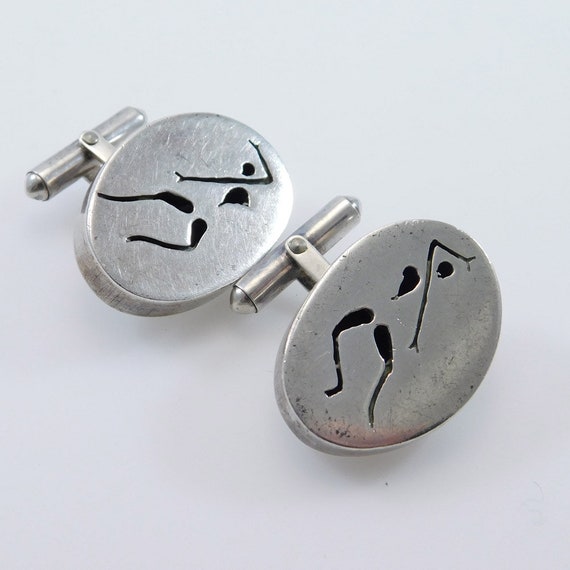 Large Sterling Modernist Cufflinks Vintage Access… - image 2