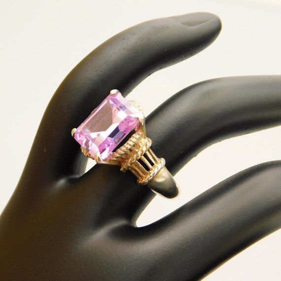 Tall Sterling Statement Ring, Purple Stone Ring - image 3