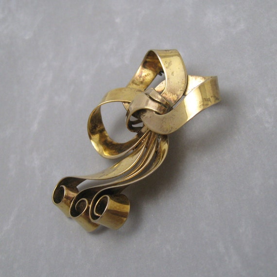 Sterling Napier Bow Brooch, Big Bow Brooch,  40s … - image 2