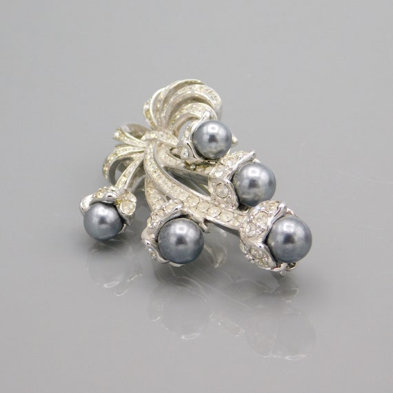 Vintage Nolan Miller Spray Brooch, Elegant Rhines… - image 7