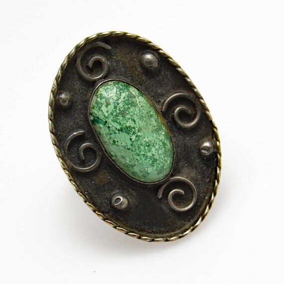 Big Sterling Turquoise Ring: Native American Boho… - image 6
