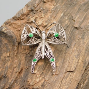 Unusual Vintage Filigree Butterfly Brooch, Vintage Bug Jewelry