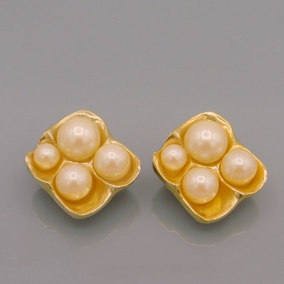 Vintage Tortolani Pearl Earrings, Abstract Earrin… - image 2