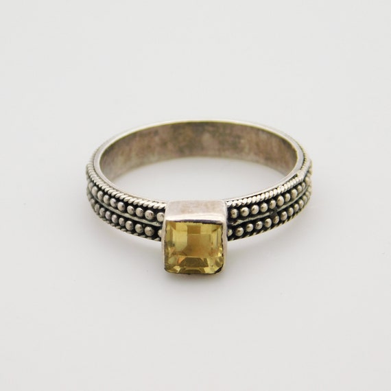 Vintage Sterling Citrine Ring, Stacking Silver Ri… - image 4