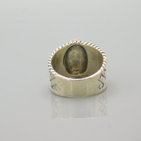 Vintage Sterling Ring, Wide Sterling Band, Oval B… - image 6