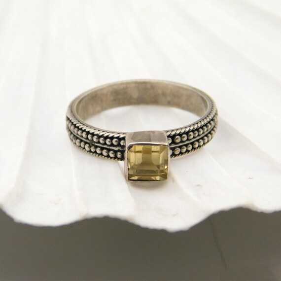 Vintage Sterling Citrine Ring, Stacking Silver Ri… - image 2