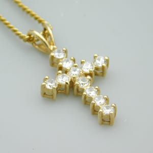 Vintage Vermeil Rhinestone Cross Necklace