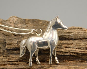 Large 3D Horse Pendant, Sterling Horse Pendant, Horse Necklace