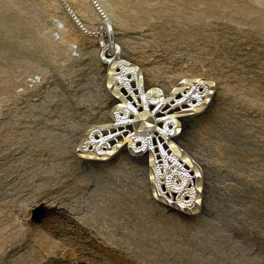 Filigree Cross On Ball Chain Necklace