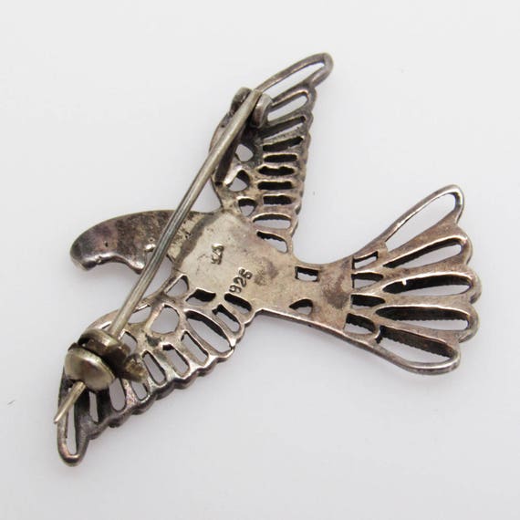 Sterling Marcasite Bird Brooch Vintage Jewelry  - image 4