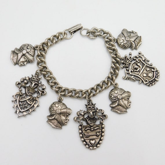 Vintage Charm Bracelet, Heraldic Charm Bracelet, … - image 1