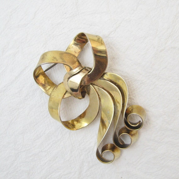 Sterling Napier Bow Brooch, Big Bow Brooch,  40s … - image 1