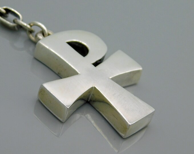 Vintage James Avery Keychain, Avery Sterling Chi Rho Cross Keychain