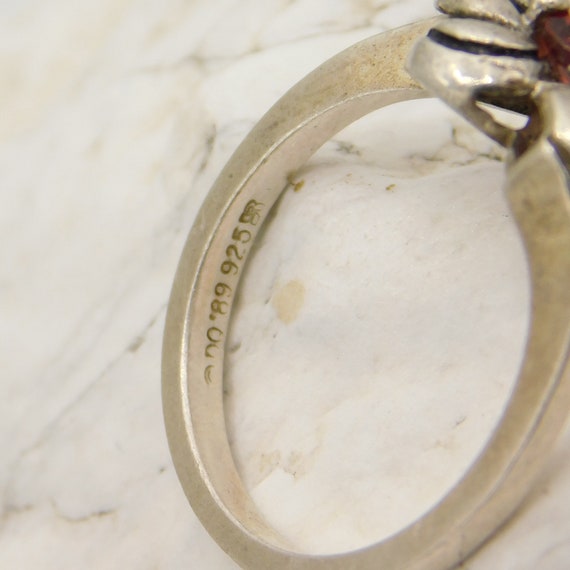 Vintage Sterling Red Stone Diamonique Sterling Le… - image 3