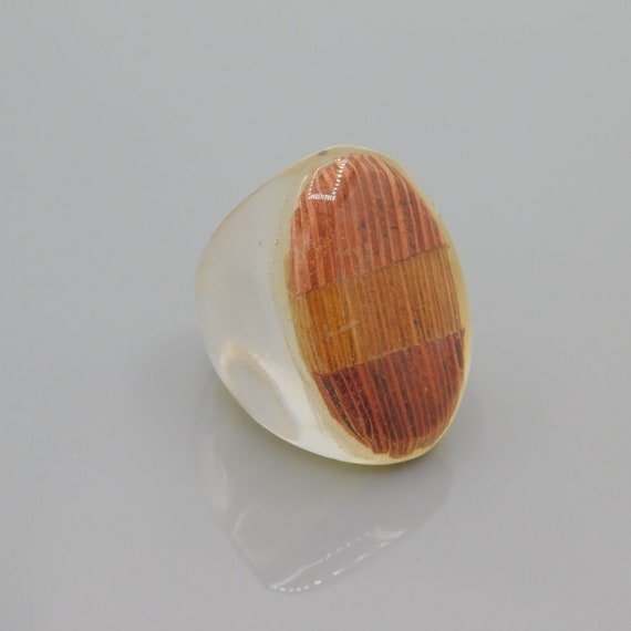 Big Vintage Lucite Ring, Unusual Vintage Ring, Ea… - image 1