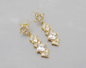 Long Rhinestone Earrings, Dangly Rhinestone Jewelry, Vintage Jewelry