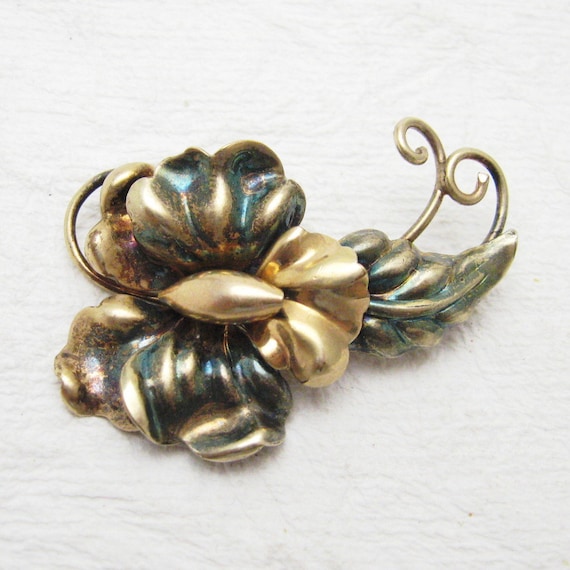 Vintage Brooch Gold Filled Floral Forties Jewelry