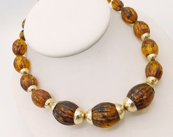 Lucite Bead Necklace, Vintage Choker, Vintage Jewelry, Chubby Beads, Vintage Costume Jewelry, Brown Bead Necklace, Western Germany