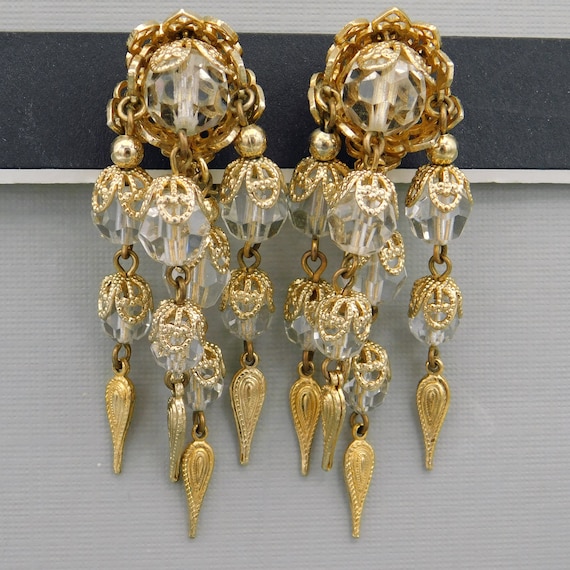 Vintage Napier Earrings, Dangly Long Earrings, Cry