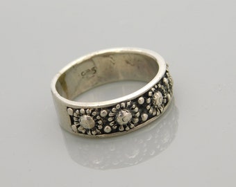 Floral Sterling Ring Band, Vintage Sterling Band