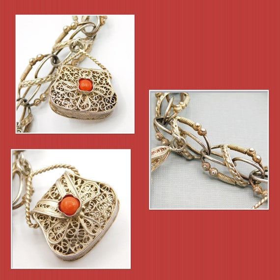 Etruscan Revival Mid-Century Bracelet, Coral and … - image 8