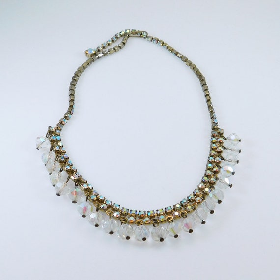 Rhinestone Fringe Necklace, Crystal Fringe Choker… - image 3