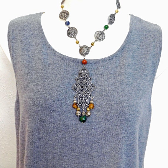 Big Pendant Necklace, Vintage Ben Amun Necklace, … - image 1