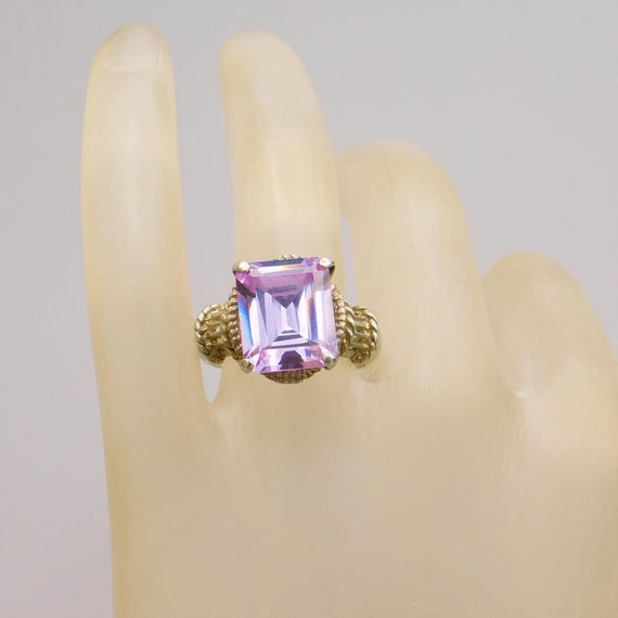 Tall Sterling Statement Ring, Purple Stone Ring - image 1