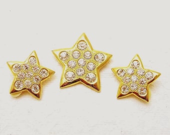 Vintage Rhinestone Star Brooch Earrings Set