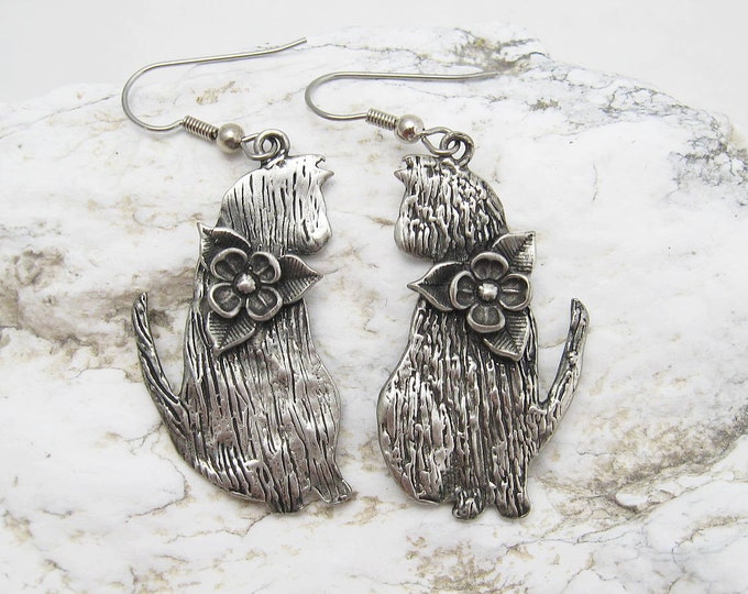 Vintage Cat Earrings Animal Jewelry E6401 Etsy