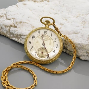 Antique Gold Filled Pocket Watch, Admirals Scepter, Gold Filled Chain & Knife, 1930-1940, Does Not Work